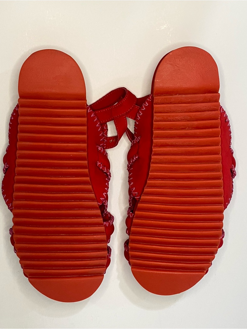 FARM Rio Red Whipstitch Sandals Women’s US 10 Leather Strappy Brazil - Picture 11 of 13